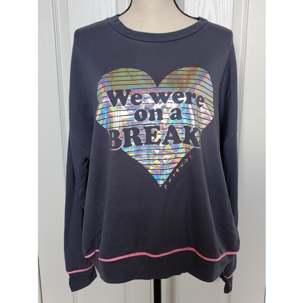 New TV Show Friends "We Were On a Break" PJ Top Women's Grey Size Large 12/14